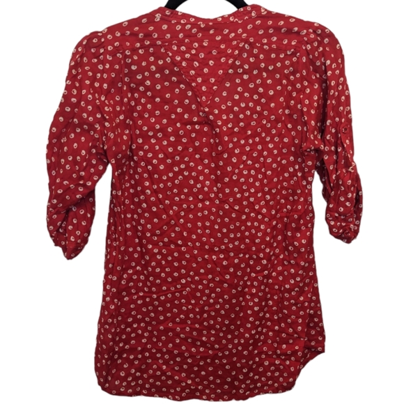French Connection Red Polka Dot Button Down Shirt Size 6 ❤️ - Picture 2 of 13